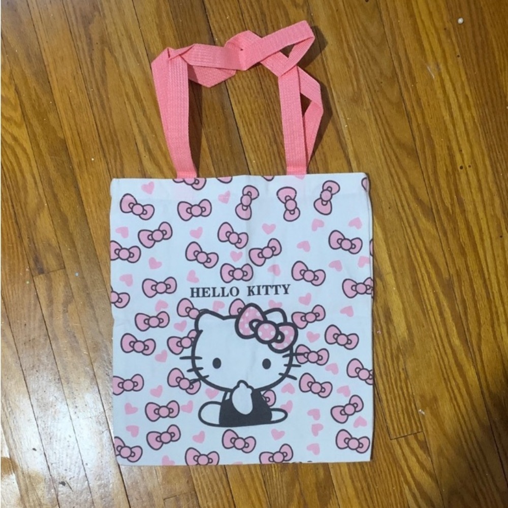 Sanrio Hello Kitty Pink and White Tote Bag with Bow Print